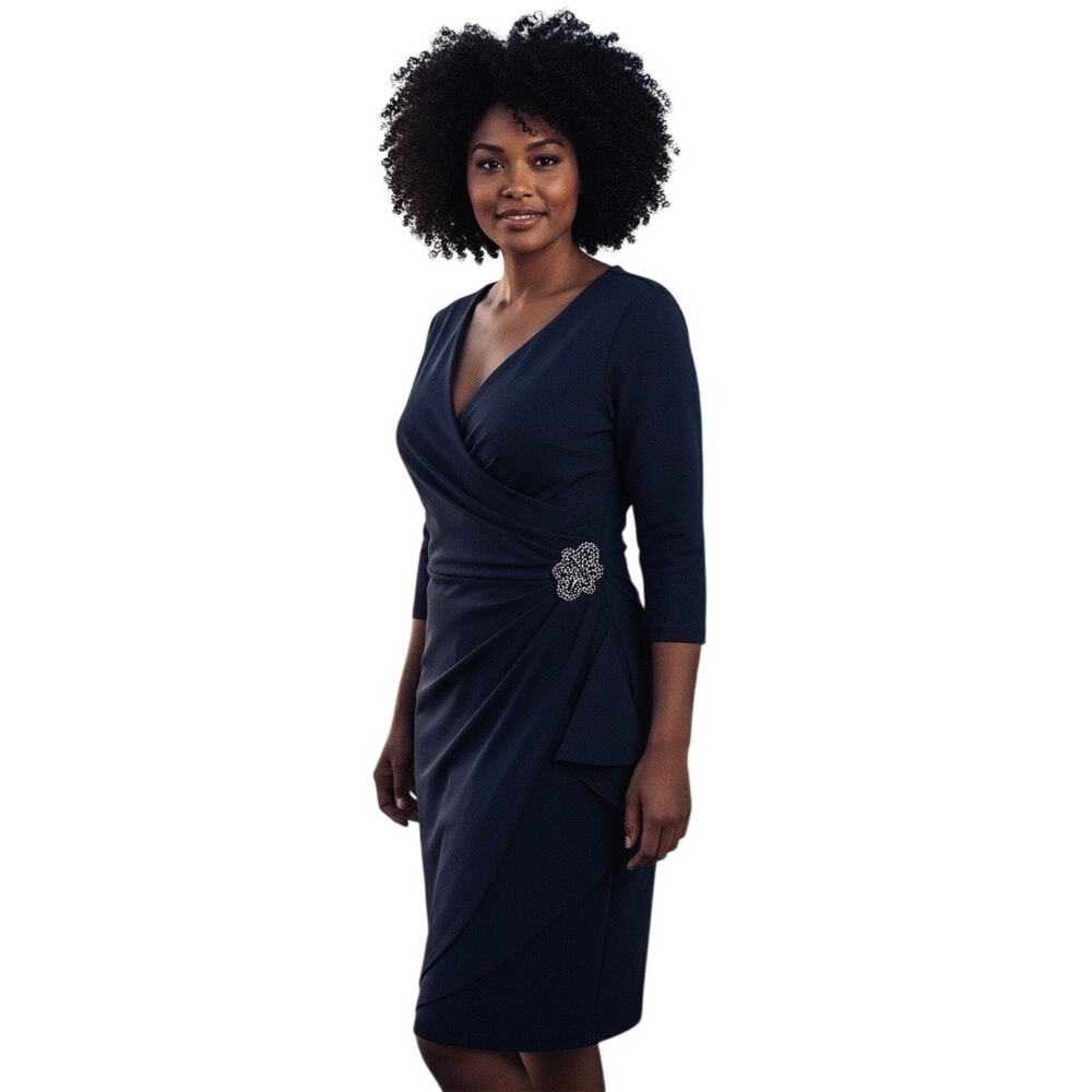 Alex Evening Dress DIANA CASCADE RUFFLE SHEATH CONTOUR size 14